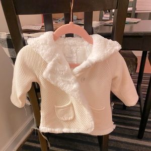 Mayoral White Faux Fur Collar Coat